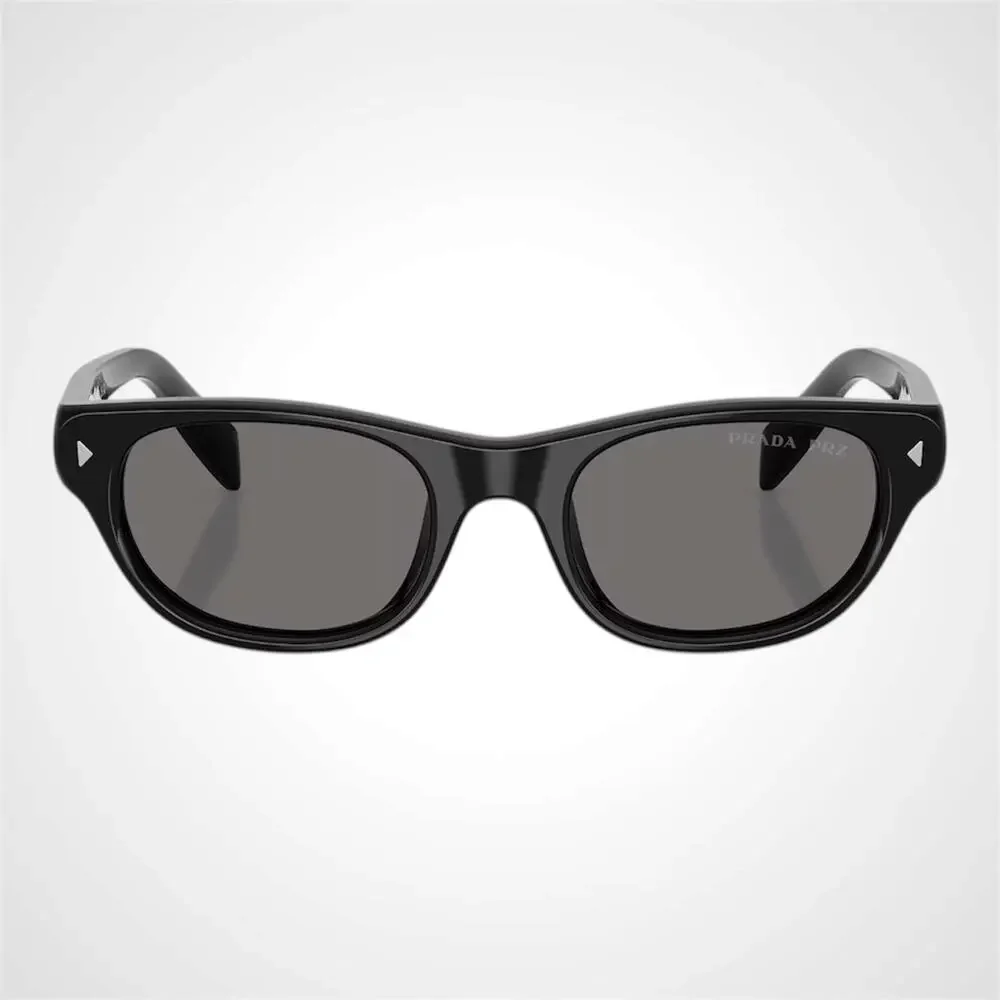New PRADA Sunglasses Black Polarized Logo Cat Eye Square Grey Lens 50-20-145mm - Picture 2 of 6